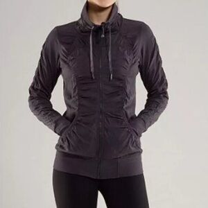 LULULEMON Jacket Full Zip Grey Reversible Long‎ Sleeves Thumb Holes Ruched Sz 6